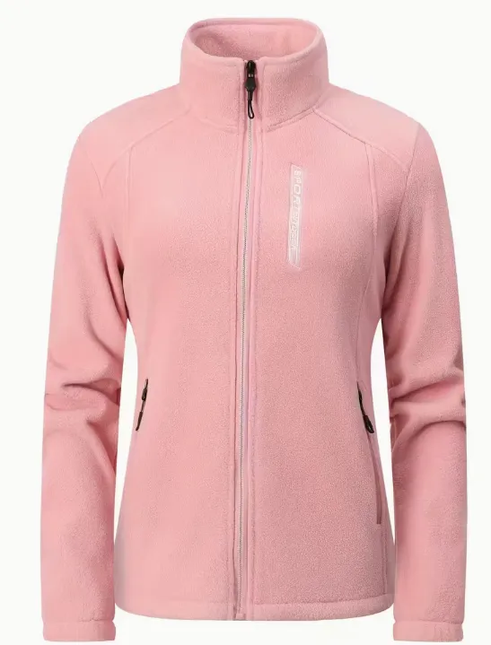 New Stand Collar Zipper Long Sleeve Jacket Fashion Versatile Plush Coat